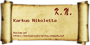 Karkus Nikoletta névjegykártya